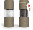 LARS NYSØM Salt and Pepper Grinder Set I Salt and Pepper Mills with Adjustable Ceramic Grinder 2 pieces I Manual Design Spice Mill Set (Taupe Brown)