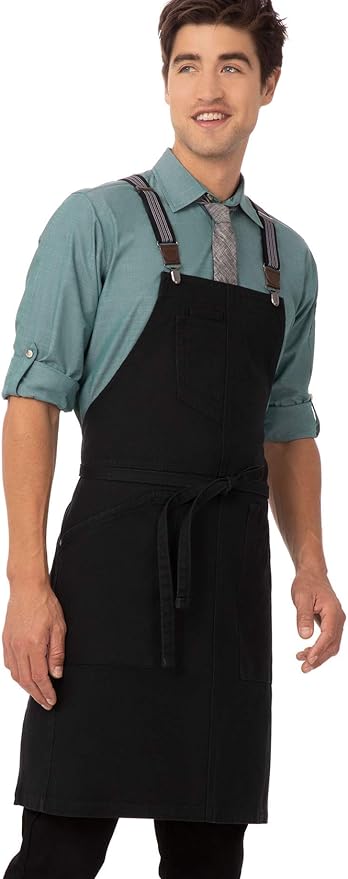 Chef Works Unisex Berkeley Bib Apron, Jet Black, One Size