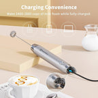 Maestri House Rechargeable Milk Frother with Stand, LunaFro Handheld Electric Foam Maker Waterproof Detachable Stainless Steel Whisk Drink Mixer Foamer for Lattes, Cappuccino