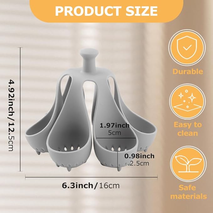 Silicone Egg Boiler Rack for 6 Eggs, Anti-Scald Handle & Drainage Holes, Fits Families, Dorms & Small Kitchens, Easy Storage & Quick Clean-Up