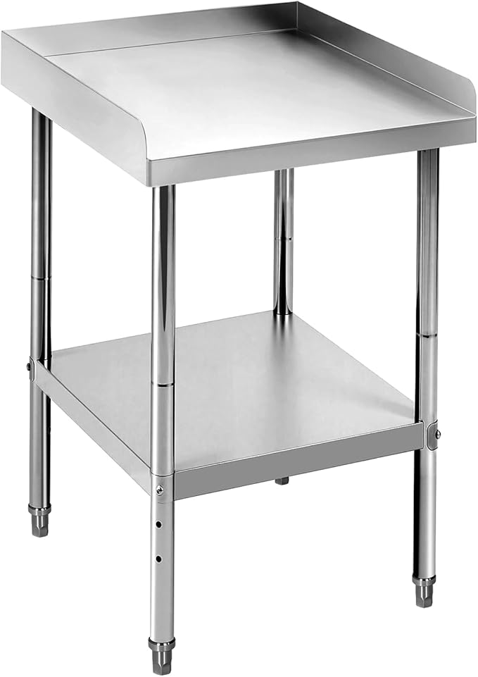 12x24x30 Inch Stainless Steel Equipment Grill Stand Table 400 Lbs Capacity NSF Certified with Adjustable Legs, 2" Edge Baffle, for Hotel, Home, Commercial Restaurant Kitchen
