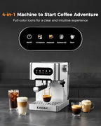 CHULUX Touchscreen Espresso Machine with Steam Wand, 20 Bar Cold Brew Espresso Coffee Maker with 50oz Water Tank for Cappucino, Latte, Americano