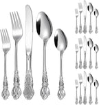 20-Piece Stainless Steel Flatware Set, Silver Silverware Set Service for 4, Cutlery Utensils Set, Include Fork Knife Spoon Set, Dishwasher Safe