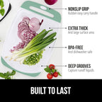 GORILLA GRIP BPA-Free Reversible Kitchen Cutting Board Set of 3, US Designed, Nonporous, Juice Grooves Catch Liquid, Slip Resistant Border, Dishwasher Safe, Durable Large Food Chopping Boards, Mint