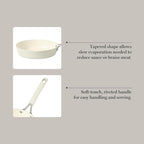 Martha Stewart Heathland 9.5 Inch Aluminum Cookware Non-Toxic Premium Ceramic Non Stick Frying Pan, Kitchen Egg Pan, Omelet, Pots and Pans, Linen White, Induction Safe