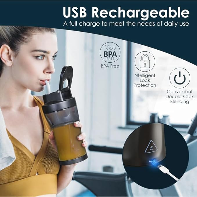 Personal Blender Wireless 24oz Cordless Mini 360 Watt Portable Blender-for Smoothies Freshly Squeezed Juices 6000mAh Self Cleaning and BPA Free Portable Juicer with 6 Sharp Blade Black Knight