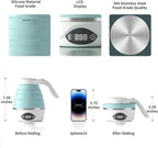Collapsible Travel Kettle Electric Portable Foldable Kettle for Boiling Water, Suitable for 110V & 220V Dual Voltage, for Tea & Coffee, 850W Small Mini BPA-free Silicone Blue electric kettle