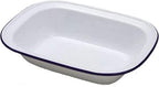 IBILI "Blanca Rectangular/Deep Enamelled Steel Platter, White/Blue, 15 cm