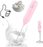 CIRCLE JOY Milk Frother Handheld Rechargeable Milk Foamer Electric Mini Drink Mixer with Stainless Steel Whisk for Coffee, Cappuccino, Lattes, Frappe, Matcha and Hot Chocolate, Pink