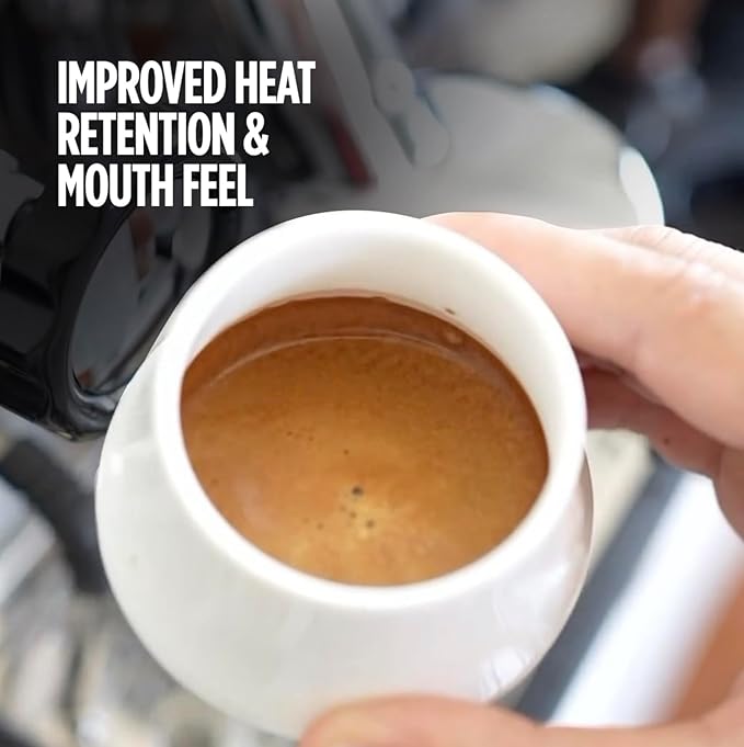 KRUVE CASCADE Porcelain Coffee Cups, 2.5oz Double-Walled Espresso Cups, Sensory Espresso Coffee Mug Set for Heat Retention, White Porcelain Drinking Glasses with Enhanced Aroma, Elegant Cup Design