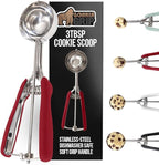 GORILLA GRIP Stainless Steel Cookie Scoop for Baking, 3 TBSP, Multipurpose Melon Baller, Meatball Spring Scoops, Perfect Portion Sizes, Easy Food Release, Scooper Size 20, BPA-Free Kitchen Tool, Red