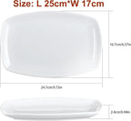 Ceramic Serving Platter Set, 4 Pcs 10 inch Rectangular Serving Tray for Entertaining at Parties and Weddings, White Platter Rectangular Dishes Dinner Plates for Appetizer Meat Bread Dessert and Sushi