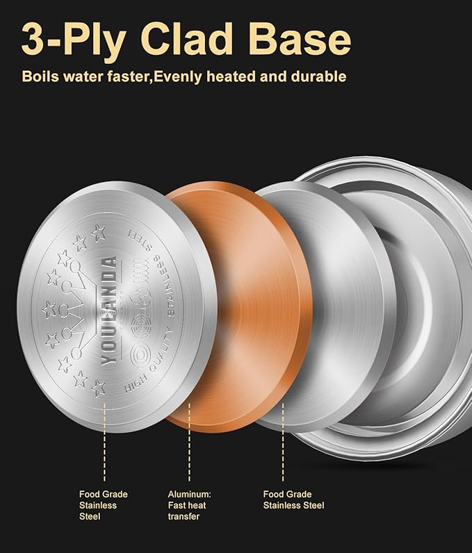 Whistling Tea Kettle for Stovetop, 2 Quart Small Tea Kettle for Tea and Coffee, 1.8L Food Grade Stainless Steel Tea Pot, Hot Water Kettle for Stove Top, Water Boilers (Stainless Steel)