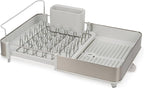 Joseph Joseph Extend Steel Expandable Dish Drying Rack with Removable Cutlery Holder Swivel Draining Spout, Stainless Steel