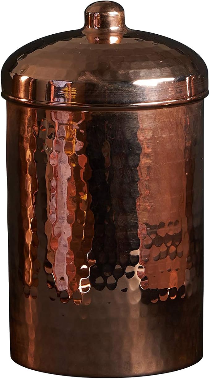 Sertodo Copper Kitchen Canisters | Polished, 1 Quart Capacity | Elegant Functional Storage | Hammer Polished for Shine & Durability | Eco-Friendly Recycled Copper | Timeless Elegance for Your Kitchen