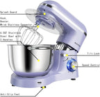 Aucma Stand Mixer,6.5-QT 660W 6-Speed Tilt-Head Food Mixer, Kitchen Electric Mixer with Dough Hook, Wire Whip & Beater (6.5QT, Lavender)