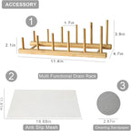 Stone Dish Drying Mats for Kitchen Counter,24×16 IN,Foldable Dish Drying Mat,Equipped Dish Rack，Strong Water Absorption，Diatomaceous Earth Material，Suitable for Plates,Cups and Any Kitchen Utensils