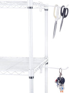 4 Pcs Accessory Hooks for Wire Shelving with Rubber Cover Heavy Duty Metal Hooks for Hanging Kitchen Utensils Wire Shelf Accessories Room Organization (White)