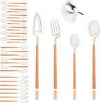 JASHII Flatware Set 32-piece Silverware Set Matte Finished Cutlery Set Service for 8 Include Knife/Fork/Spoon/Coffee spoon Dishwasher Safe (Orange Silver)