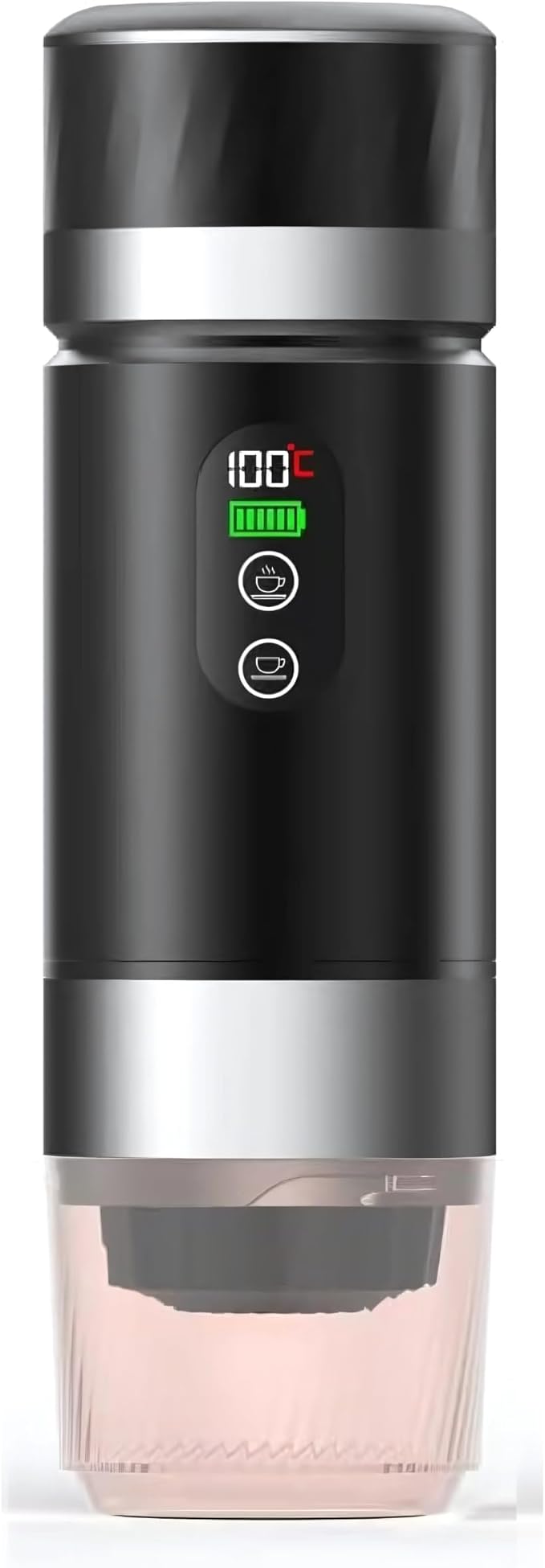 Portable Coffee Maker KF-JN-03 with Digital Display & 20 BAR Pressure – Hot & Cold Brew, Compatible with Coffee Grounds and Capsules, Compact Single-Serve Design with Transparent Cup & 60ml Tank