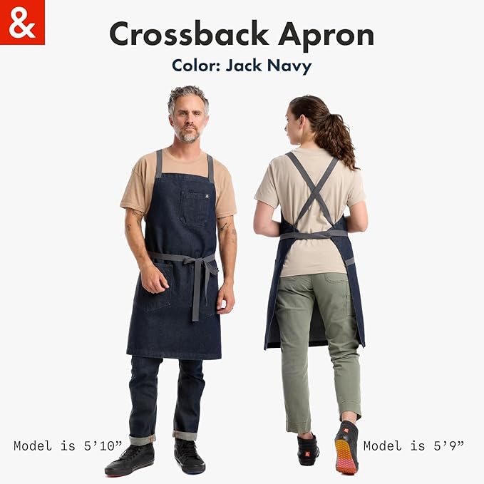 hedley & bennett Crossback Apron - Crossback Chef Apron with Pockets - 100% Cotton Denim, 8oz - Jack Navy