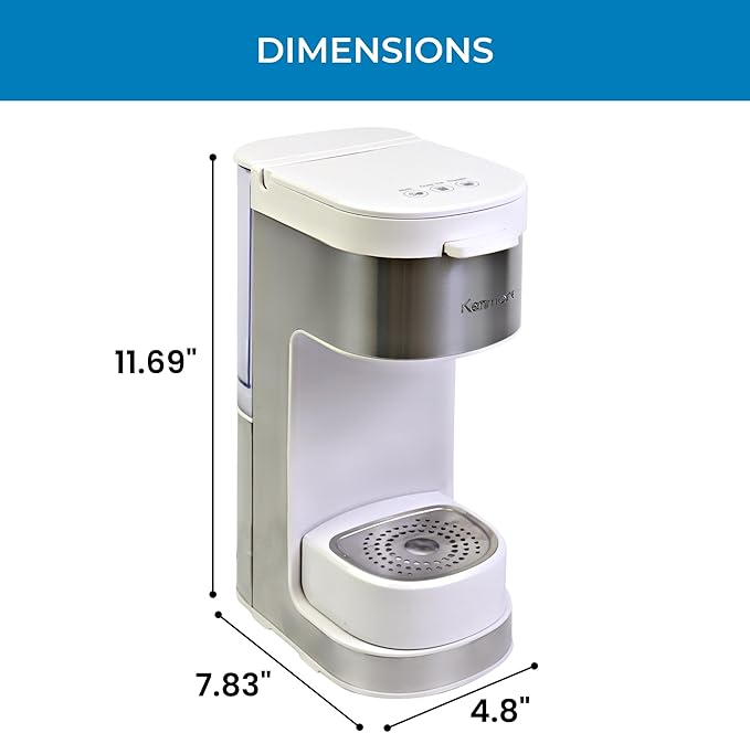 Koolatron Kenmore Single Serve Coffee Maker & Stainless Steel Travel Mug, Capsule/Pod & Ground Coffee Brewing, K Cup Compatible, Hot & Iced Coffee Machine, 6 to 14 Oz Brew Sizes, Auto Shut-Off, White