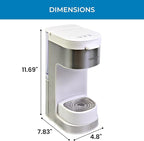 Koolatron Kenmore Single Serve Coffee Maker & Stainless Steel Travel Mug, Capsule/Pod & Ground Coffee Brewing, K Cup Compatible, Hot & Iced Coffee Machine, 6 to 14 Oz Brew Sizes, Auto Shut-Off, White