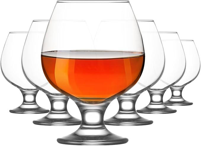LAV Brandy Snifters Glass Set | Dishwasher Safe, Short Stem Balloon Glasses, Glass Goblets for Spirits, Bourbon Whiskey, Cognac, Scotch, Beer Tasting Glasses | 13.25 oz | Set of 6