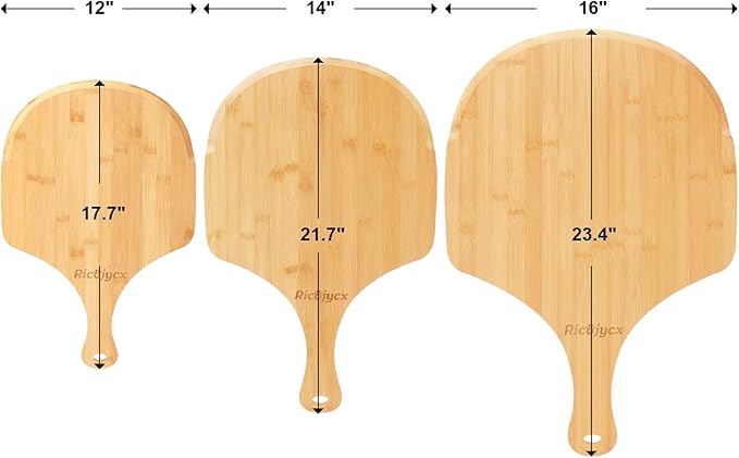 Pizza Peel 12 inch 2 Pack, Bamboo Wooden Pizza Peels for Pizza, Bread, Cheese, Vegetable, Fruits