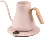 Gooseneck Electric Kettle with ±1℉ Temperature Control for Pour Over Coffee & Tea, Quick Heating, BPA-Free Stainless Steel, Built-in Brew Timer, 1500W/0.9L (Petal Pink)