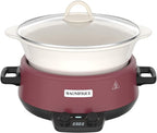 MAGNIFIQUE 5 Quart Programmable Slow Cooker with Auto Warm Setting, Glazed Ceramic Liner, Kitchen Small Appliance for Family Dinners, Red