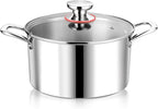 P&P CHEF 4 Quart Tri-Ply Stainless Steel Stock Pot, 4 Qt Stockpot Pasta Cooking Pot with Visible Lid for Soup Vegetable, Induction Cookware for All Stoves, Sturdy & Double Handle, Dishwasher Safe