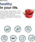LE TAUCI 3 qt Ceramic Dutch Oven for Bread Baking with Silicone Sling- Lightweight, Non-Toxic, No Seasoning Needed- Oven, Microwave & Dishwasher Safe, Ideal for Home Bakers & Beginners, Chili Red
