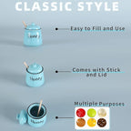 HAOTOP Farmhouse Porcelain Honey Jar with Dipper and Lid Set 12oz,Easy to Clean (Turquoise)