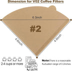 200 Count Coffee Filter, Unbleached Cone Filters for 2-4 Cup Brewers, Biodegradable and Chemical-Free Coffee Filters for Home, Travel & Office (Size #2)