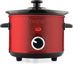 Courant Small Slow Cooker 1.6 QT, 3 Heat Settings, Removable Ceramic Pot" Easy Clean, Dishwasher Safe, Mini Slow Cooker, Red