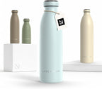 LARS NYSØM Stainless Steel Insulated Water Bottle 12oz 17oz 25oz 34oz 51oz | Insulated Thermo Flask for Hot and Cold Beverages | Leakproof Drinking Bottle (Misty Blue, 17oz)