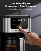 AIRMSEN 14-Cup Programmable Drip Coffee Maker – 1000W Fast Brewing Coffee Machine with Timer, Delay Start & 2H Keep-Warm, 73oz Tank, Touchscreen & Glass Carafe – Perfect for Home & Office Use