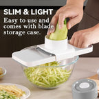 KEOUKE Multifunctional Mandoline Slicer Stainless Steel Surface - Interchangeable 6 Blades, Magnetic Back Handheld Vegetable Cutter with Hand Guard for Kitchen, Onion, Garlic, Safe Food Slicer