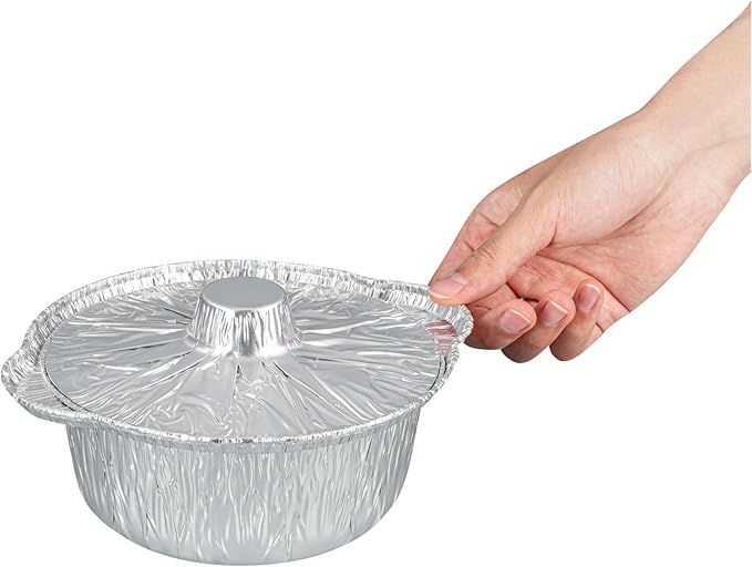 Foil Lux 34 Ounce Pans And Lids, 100 Disposable Pots With Lids - Oven-Ready, Stove Compatible, Aluminum Foil Baking Pans, Freezable, For Outdoor Camping, Vacation, Picnic, And More - Restaurantware