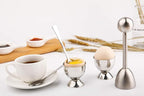 Egg Cracker Topper Cutter Set for Soft Boiled Eggs Stainless Steel Shell Remover Separator Include 2 Egg Cups 2 Spoons 1 Topper Cutter