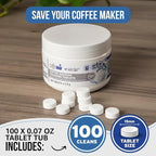 Caffenu Professional Coffee Machine Cleaning Tablets - 100 Count (2.0g) - Universal Cleaner for All Espresso & Automatic Machines