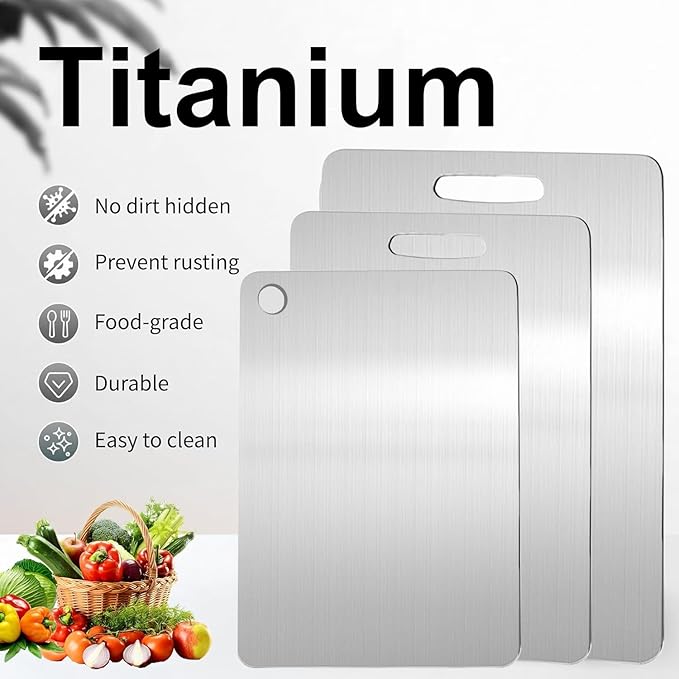 Titanium Cutting Boards for Kitchen,Katuchef Titanium Cutting Board,Non toxic Doubld-Side Available Chopping Boards, Easy to Clean and Store(3PCS-M+L+XL)