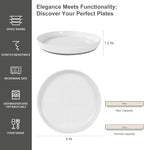 8-Inch Stoneware Dinner Plates - 4 Piece Ceramic Plates for Pasta, Salad, or Appetizers - Microwave and Dishwasher Safe, Plates Set for Casual Dining or Formal Gatherings,White(Grey Bottom)