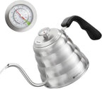 Pour Over Coffee Kettle with Thermometer for Exact Temperature 40 fl oz - Premium Stainless Steel Gooseneck Tea Kettle for Drip Coffee, French Press and Tea - Works on Stove and Any Heat Source