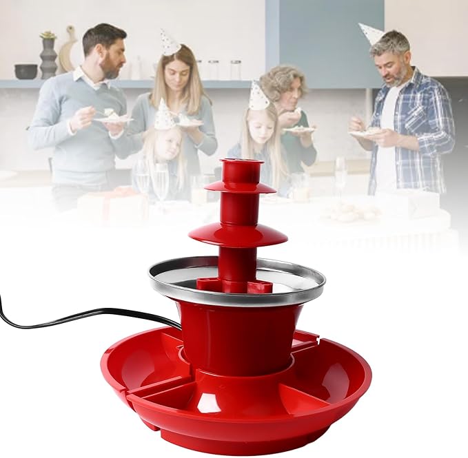 3 Layer Chocolate Fountain Detachable Plate, Multifunctional Fondue for BBQ Sauces, Mexican Cheese, Liquor Fountain with Large Capacity 7 oz, Simple Installation and