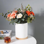 Sweejar Kitchen Utensil Holder with Wooden Bottom, 8.2" Ceramic Utensil Crock to Hold Spatulas for Cooking Countertop, Housewarming, Wedding, Birthday Gift (White)