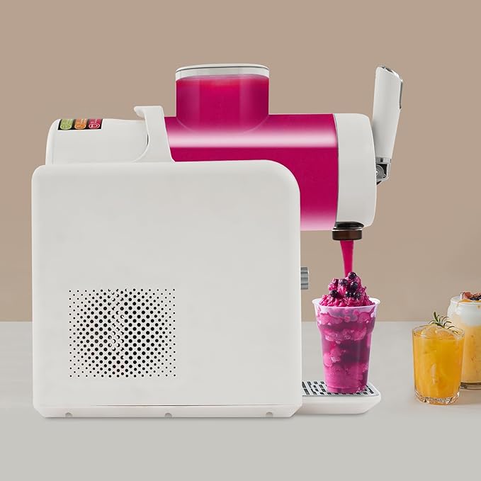 5 Preset Slushie Machine & Ice Cream Maker, 185W Commercial Slushie Maker for Ice Cream, Milkshakes & Cocktails, 61oz Capacity Slushy Machine with LED Display (Beige, 1.8L)