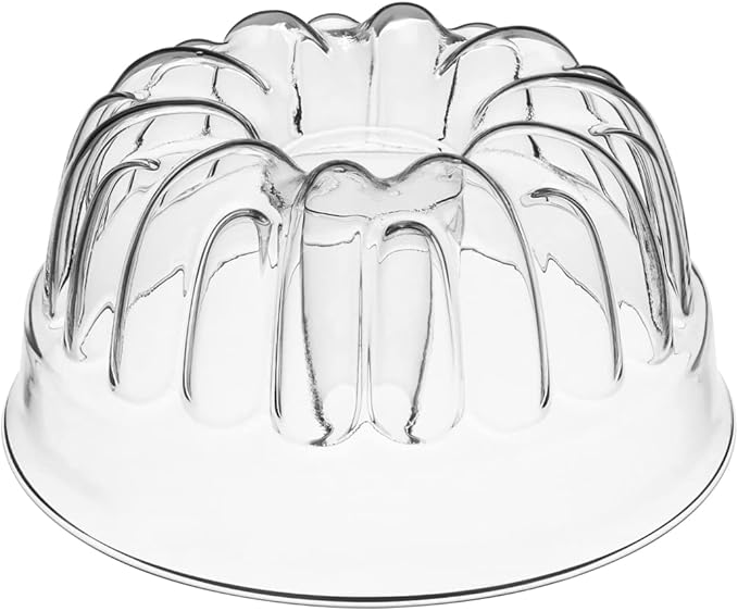 SIMAX Clear Glass Fluted Bundt Pan, Heat, Cold, and Shock Proof, Holds 1.4 Quarts (5.4 Cups), Made in Europe, Great for Small Ring Cakes, Puddings, Desserts, Monkey Bread, and More, Dishwasher Safe