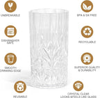 18oz Plastic Drinking Water Tumblers, 8 Pack Shatterproof Tritan BPA-Free Shatterproof Outdoor Highball Drinkware, Reusable Clear Plastic Cups, Dishwasher-Safe